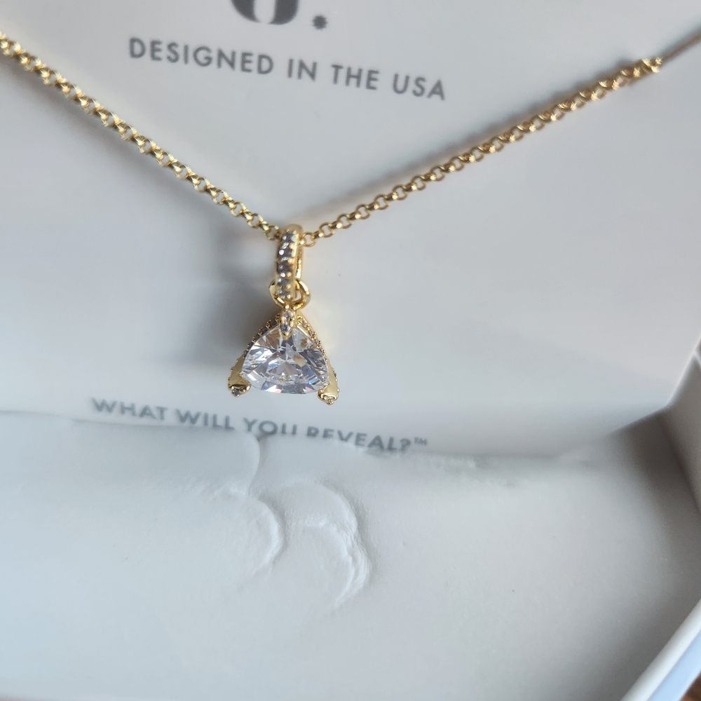 Gold and Silver Dainty Necklace with Crystal Pendant